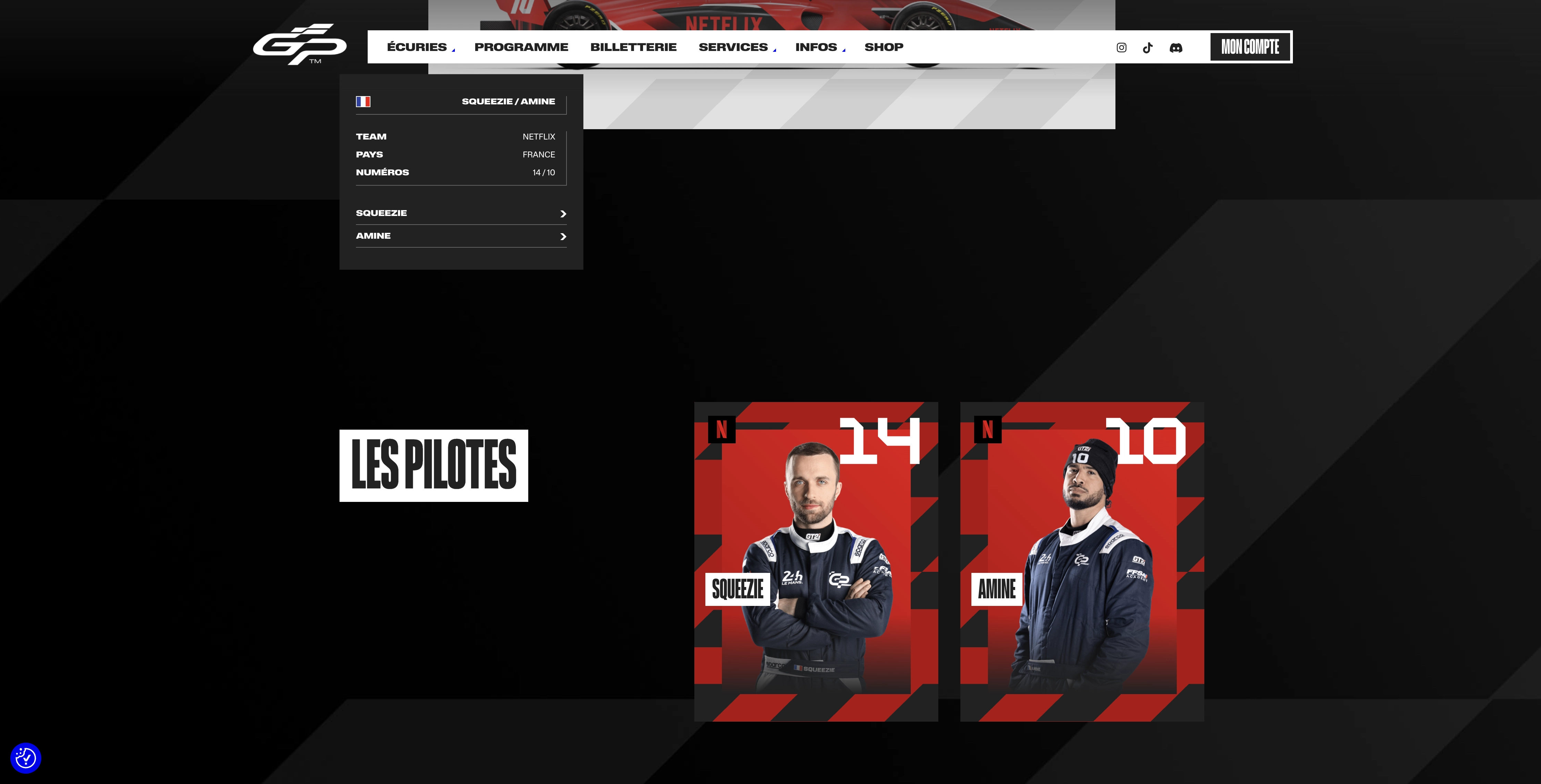 GP Explorer 3 les secrets d’un site web événementiel bien conçu - squeezie - digitea - agence de communication - 2 ecuries pilotes amine et squeezie ecurie netflix`